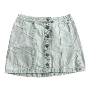 Abercrombie & Fitch Denim Mini Skirt Acid Patchwork Button Down